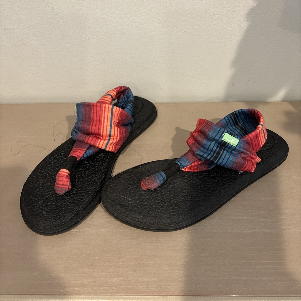 Sanuk Yoga Mat Sling 2 Southwest Print Size 6 Stretch Thong Sandals Flip Flops